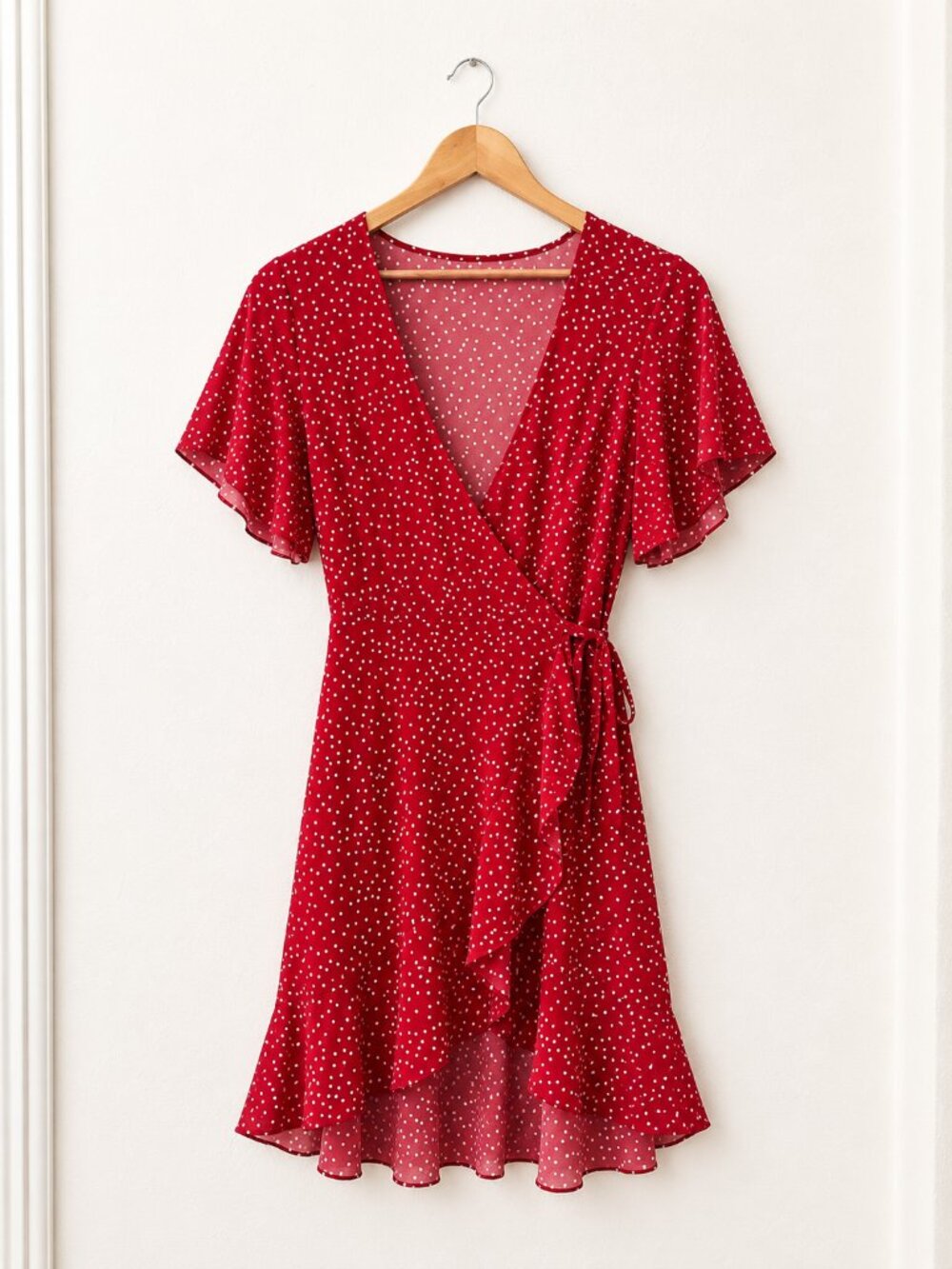 Red Polka Dot Wrap Dress